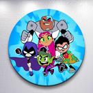Painel Redondo Infantil Jovens Super Heróis Titan Robin Ciborg Estelar Capas Sublimadas Festa Decora