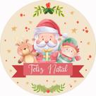 Painel Redondo Para Festa Natal Capa Decorativa Estampa Papai Noel E Mensagem Feliz Natal Noite Feli