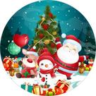 Painel Redondo Para Festa Natal Capa Decorativa Estampa Papai Noel E Mensagem Feliz Natal Noite Feli