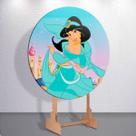 Painel Redondo Princesa Tapete Jas Capa Sublimada de Festa Tamanho Grande ou Mini Decoração Infantil