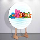 Painel Redondo Sublimado Capa Decorativa Turma Amigos Poco Baby Festa Estampa Mini ou Grande