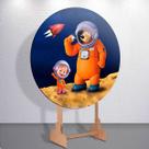 Painel Redondo Urso e Menina Mars Capa Sublimada de Festa Tamanho Grande ou Mini Decoração Infantil