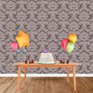 Painel Retangular em Jacquard Cinza e Crú Medalhão