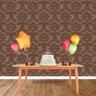 Painel Retangular em Jacquard Marrom Antigo Medalhão