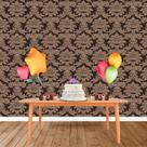 Painel Retangular em Jacquard Marrom e Bege Medalhão