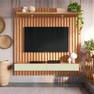 Painel Ripado 1,83m para TV c/ Leds e 2 Gavetas 100% MDF