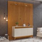 Painel Ripado 184cm com Buffet Ripado 3 Portas 136cm Painel Ripado 184cm com Buffet Ripado 3 Portas 136cm