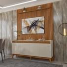 Painel Ripado 184cm com Buffet Ripado 4 Portas 180cm Painel Ripado 184cm com Buffet Ripado 4 Portas 180cm