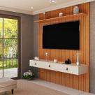 Painel Ripado 184cmTV até 65 Pol Nicho, Gaveta, Prateleira Cor:Naturale/OffWhite