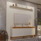 Painel Ripado 229cm com Buffet Ripado 4 Portas 180cm Painel Ripado 229cm com Buffet Ripado 4 Portas 180cm