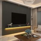 Painel Ripado 230x250 Com LED Para TV 85 Polegadas Nobre Gelius Grafite