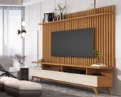 Painel Ripado Classic Sala Estar Com Rack Vivare Wood - 2 Cores
