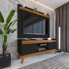 Painel Ripado Com Rack 50 Polegadas 136cm Monaco - Preto E Cedro Painel Ripado Com Rack 50 Polegadas 136cm Monaco - Preto E Cedro