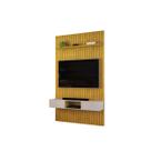 Painel Ripado Com Rack Suspensa Para Tv Até 75 Sala Moderna Com Home Bancada Prateleira Decorativa 1,40x2,40m Painel Ripado Com Rack Suspensa Para Tv Até 75 Sala Moderna Com Home Bancada Prateleira Decorativa 1,40x2,40m