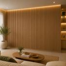 Painel Ripado Decorativo 4,00m x 2,40m para Sala de Estar 100% MDF