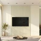 Painel Ripado em Barra até 65 Polegadas 250CMX184CM 100% MDF Supremo Bege Off White Painel Ripado em Barra até 65 Polegadas 250CMX184CM 100% MDF Supremo Bege Off White