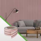 Painel Ripado Laminado de EVA Autocolante Decoração Fácil Instalação Meu Rodapé Play Rosa Rolo de 10 Metros, 10cm de largura