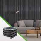 Painel Ripado Laminado de EVA Autocolante Decoração Fácil Instalação Meu Rodapé Urban Preto Rolo de 2,5 Metros, 10cm de largura