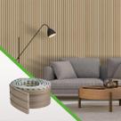 Painel Ripado Laminado Papel de Parede EVA Autocolante Amadeirado Simula Madeira Linha Madeto Carvalho Meu Rodapé Rolo de 05 metros, 10cm de largura