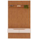 Painel Ripado Para Sala TV 60 Pol com Bancada Suspensa 143x240cm Facile D05 Freijó - Lyam Decor