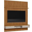 Painel Ripado Para TV 75 Pol Slats e Bancada Lisa 219x250cm L05 Nature Off White - Lyam Decor