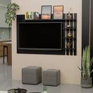 Painel Ripado para TV até 32 Polegadas 120cmx78cm com Prateleiras Preto