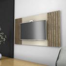 Painel Ripado para TV até 50 Polegadas 160cmx90cm Dallas Bege Off White/Canela Painel Ripado para TV até 50 Polegadas 160cmx90cm Dallas Bege Off White/Canela