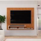 Painel Ripado para TV até 55 Polegadas MDF 134,5cmx108cm Frisado Decorativo com Nicho Ripe Marrom Freijó/Off White Painel Ripado para TV até 55 Polegadas MDF 134,5cmx108cm Frisado Decorativo com Nicho Ripe Marrom Freijó/Off White