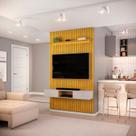 Painel Ripado para TV até 60 Polegadas com LED MDF 143cmx240cm Nicho e Led Trento