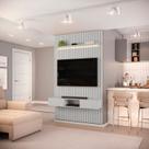 Painel Ripado para TV até 60 Polegadas com LED MDF 143cmx240cm Nicho Trento
