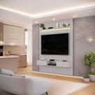 Painel Ripado para TV até 60 Polegadas com LED MDF 183cmx240cm Trento Cinza Bali Painel Ripado para TV até 60 Polegadas com LED MDF 183cmx240cm Trento Cinza Bali
