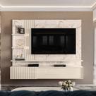 Painel Ripado para TV até 65 Polegadas com LED 2 Portas 167,5x200cm Atena Yescasa Branco Calacata/Off White Painel Ripado para TV até 65 Polegadas com LED 2 Portas 167,5x200cm Atena Yescasa Branco Calacata/Off White