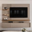 Painel Ripado para TV até 65 Polegadas com LED 2 Portas 167,5x200cm Atena Yescasa