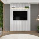 Painel Ripado para TV até 65 Polegadas com LED MDF 183cmx240cm Trento Cinza Bali Painel Ripado para TV até 65 Polegadas com LED MDF 183cmx240cm Trento Cinza Bali