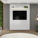 Painel Ripado para TV até 65 Polegadas com LED MDF 183cmx240cm Trento