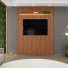 Painel Ripado para TV até 65 Polegadas com LED MDF 183cmx240cm Trento Marrom Freijó Painel Ripado para TV até 65 Polegadas com LED MDF 183cmx240cm Trento Marrom Freijó