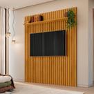 Painel Ripado para TV até 65 Polegadas MDF 160cmx220cm 1 Prateleira em Roma