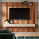 Painel Ripado para TV até 65 Polegadas MDF 223cmx183cm 2 Gavetas Pradel Móveis Marrom Freijó/Off White Painel Ripado para TV até 65 Polegadas MDF 223cmx183cm 2 Gavetas Pradel Móveis Marrom Freijó/Off White