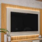 Painel Ripado para TV até 70 Polegadas MDF 220cmx148cm 2,2 com São Paulo Branco Tauari/Off White Fosco