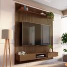 Painel Ripado para TV até 72 Polegadas 100% MDF 185,5cmx250cm Nicho Aloe CabeCasa MadeiraOriginals