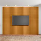 Painel Ripado para TV até 75 Polegadas 100% MDF 230cmx220cm Roma Marrom Cinamomo
