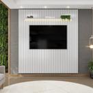 Painel Ripado para TV até 75 Polegadas com LED MDF 223cmx240cm Trento Cinza Bali