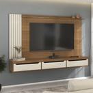 Painel Ripado para TV até 75 Polegadas MDF 200cmx137,5cm 3 Gavetas Presence