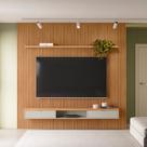 Painel Ripado para TV até 75 Polegadas MDF 260cmx250cm Modular Nicho 1 Prateleira Marrom Nature/Off White Painel Ripado para TV até 75 Polegadas MDF 260cmx250cm Modular Nicho 1 Prateleira Marrom Nature/Off White