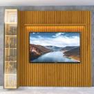 Painel Ripado para TV até 84 Polegadas LED 100% MDF 266,8cmx217cm 1 Porta com Espelho Nobre Clean Luminare Marrom Naturale Painel Ripado para TV até 84 Polegadas LED 100% MDF 266,8cmx217cm 1 Porta com Espelho Nobre Clean Luminare Marrom Naturale