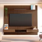 Painel Ripado para TV até 85 Polegadas 100% MDF 230,5cmx250cm Nicho Aloe CabeCasa MadeiraOriginals Cedro