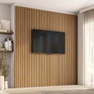 Painel Ripado para TV até 86 Polegadas 240cmx250cm Aruá CabeCasa MadeiraOriginals Marrom Jatobá