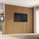 Painel Ripado para TV até 86 Polegadas 280cmx230cm Aruá CabeCasa MadeiraOriginals Marrom Jatobá