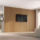 Painel Ripado para TV até 86 Polegadas 360cmx230cm Aruá CabeCasa MadeiraOriginals Marrom Jatobá