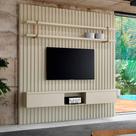 Painel Ripado para TV com Prateleira e Nicho 200cm 100% MDF